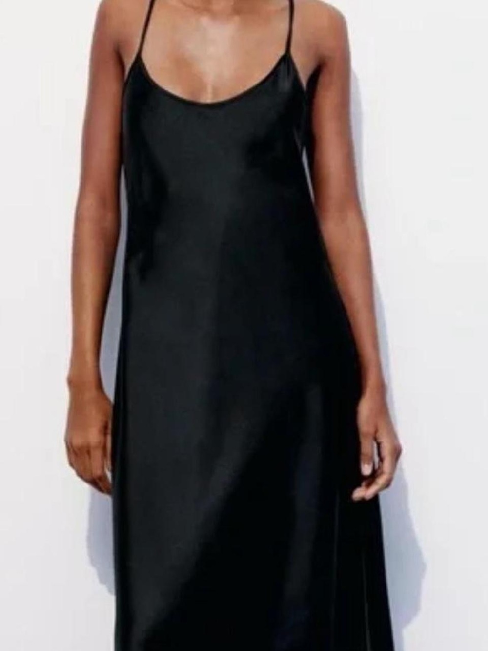 Zara Black Slip Maxi Dress with Spaghetti Straps